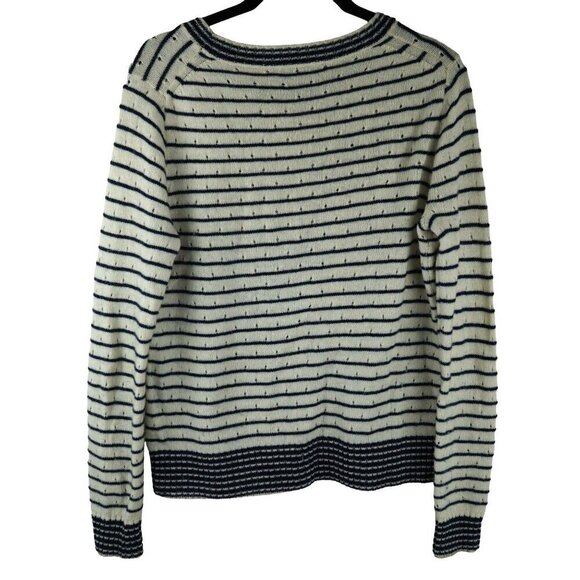 J.Crew Womens Striped Sweater  White & Navy Crew Neck Alpaca Wool Blend Size‎ S - Picture 4 of 7